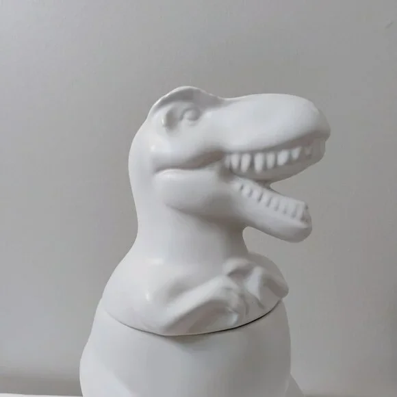 White Target Threshold T Rex Ceramic Dinosaur Cookie Jar Canister Stoneware